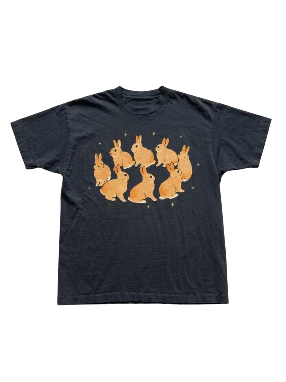 Gildan Black T-Shirt with Orange Bunny Graphic